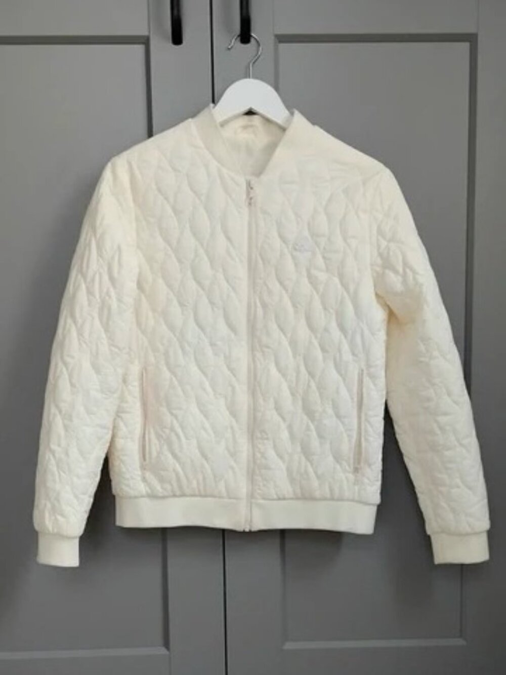 Lacoste Women’s Cream Quilted Bomber Jacket Size EU 38 / US 6
